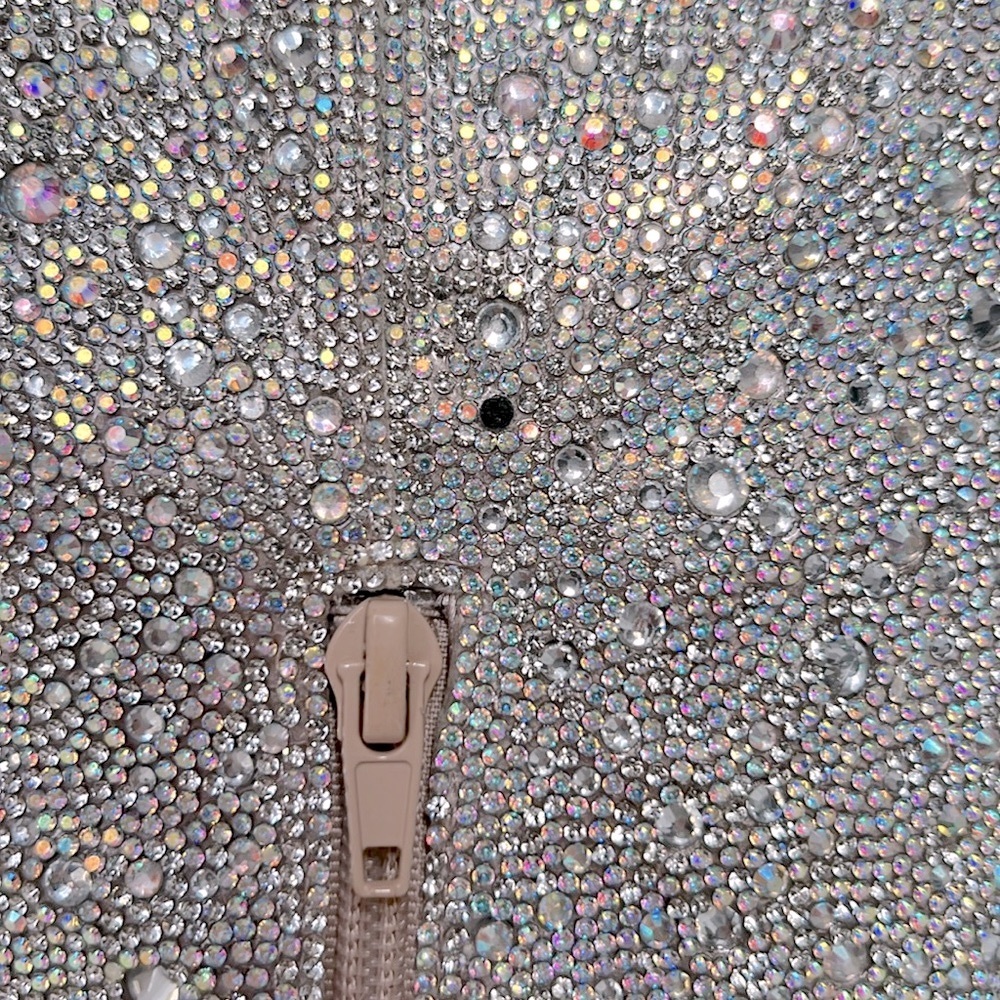 NWBox Betsey Johnson Silver Rhinestones half Zip Boots, size 6 - Picture 5 of 11